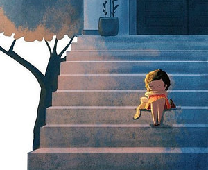 girl sitting on stairs